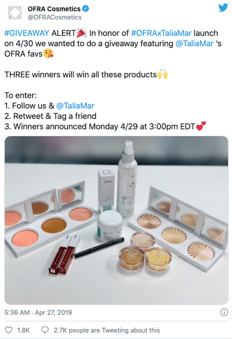 Social media giveaways
