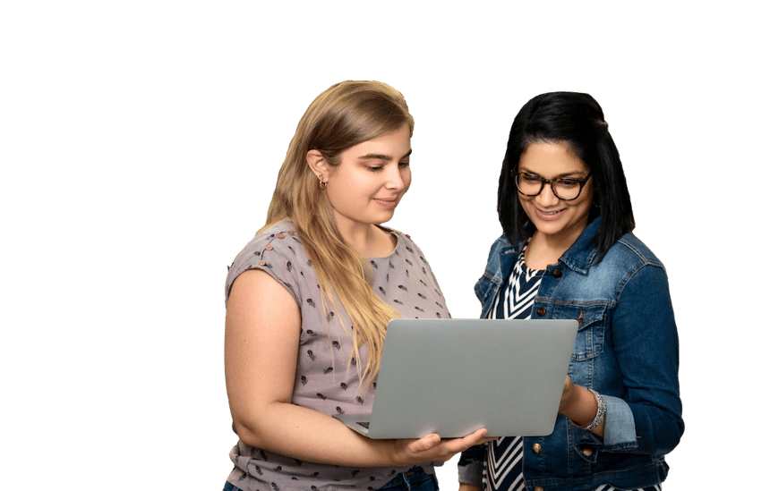 women looking at laptop
