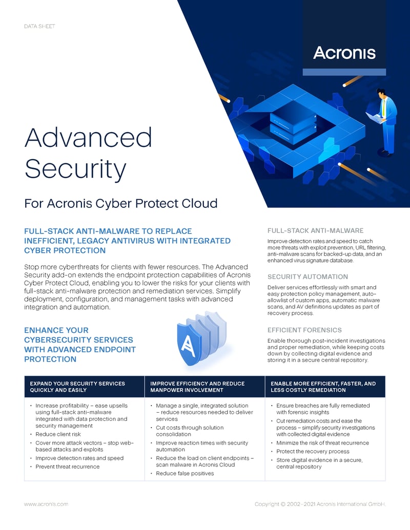 Advanced Security for Acronis Cyber Protect Cloud