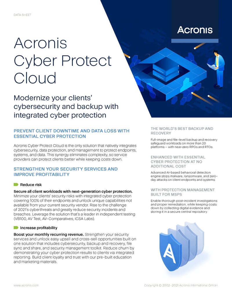 Acronis Cyber Protect Cloud Modernize your clients cybersecurity