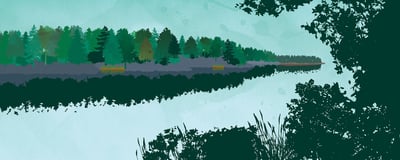 Järvimaisema, kuvituskuva.