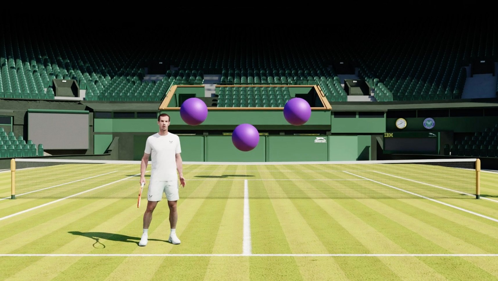 Hologram of tennis champ Andy Murray challenges you to beat his score in a WebAR game by American Express 8th Wall