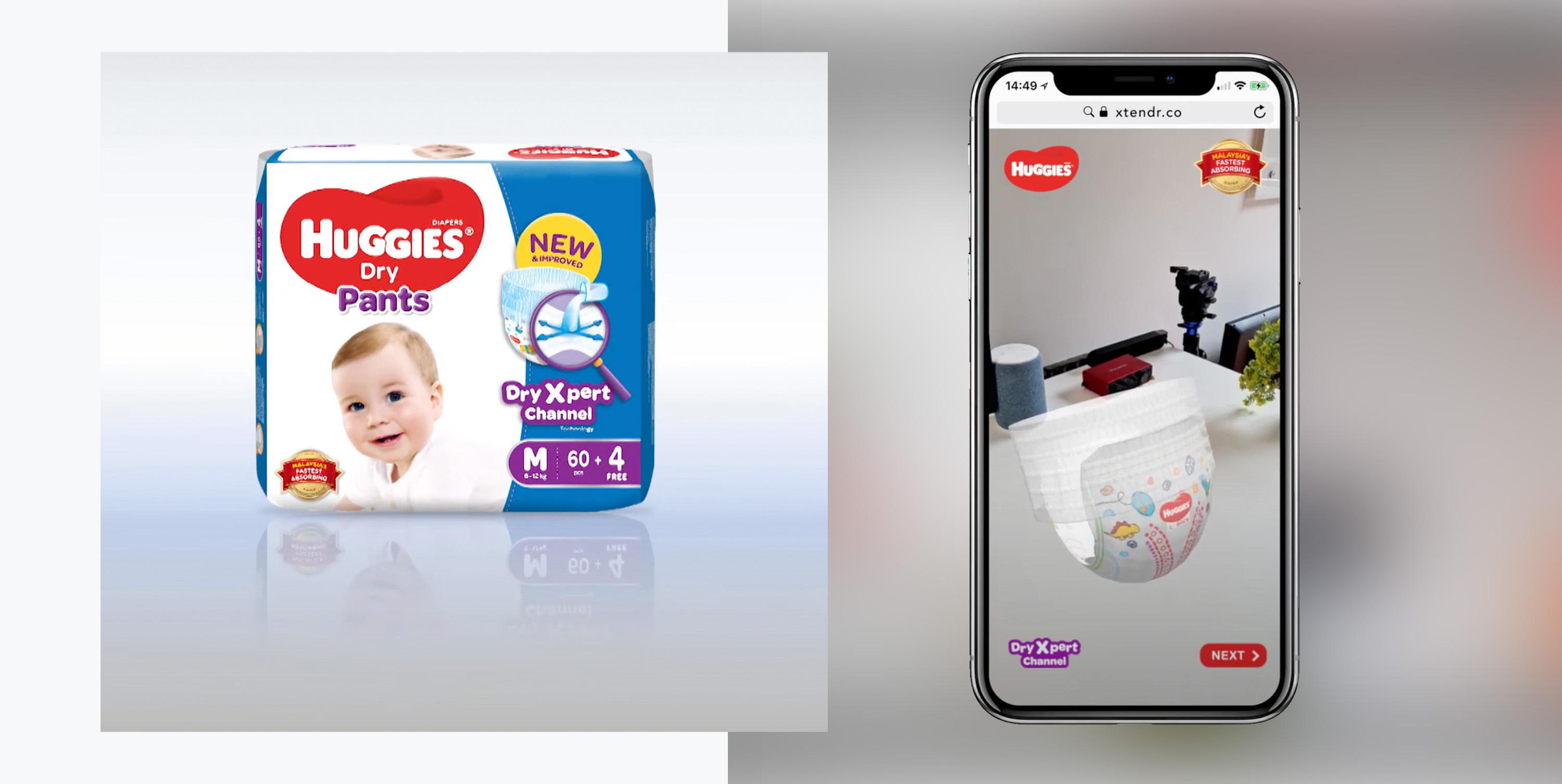 Huggies Malaysia sees massive pack scan rate and high engagement time for diaper WebAR experience