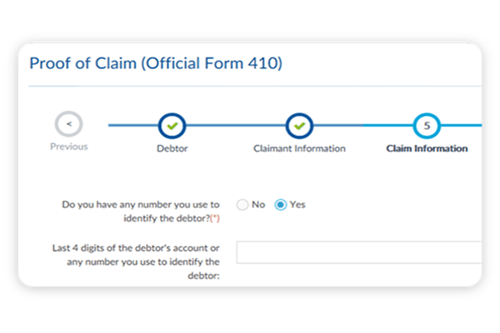 Form 410 Proof of Claim Debtor Info