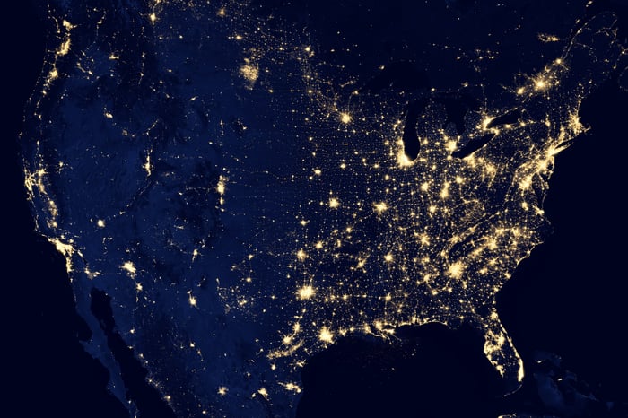 satellite night view of USA