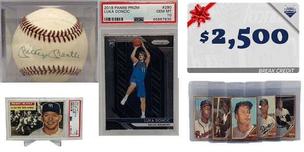 Win over 10k in prizes like a PSA 10 Prizm Luka Dončić Rookie, Mickey Mantle Signed Baseball, Over $4,000 in Break Credit and MORE in Our SPRING BREAKS Event!