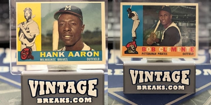 Hank Aaron and Roberto Clemente Pulled from 1960 Topps Sealed Pack