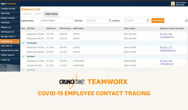 COVID-19 Contact Tracing for Restaurant Employees