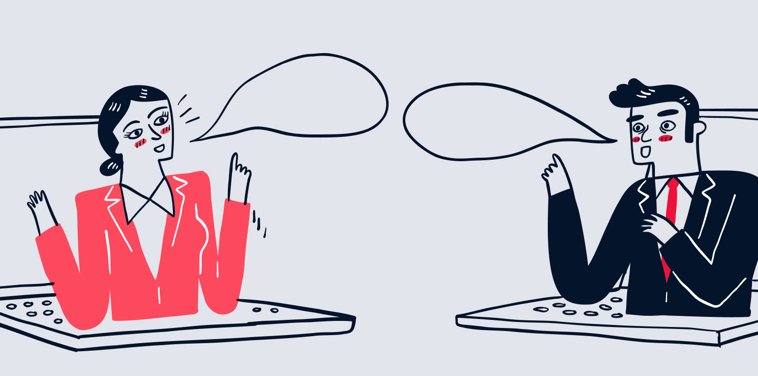 Vector image showing two people having a conversation