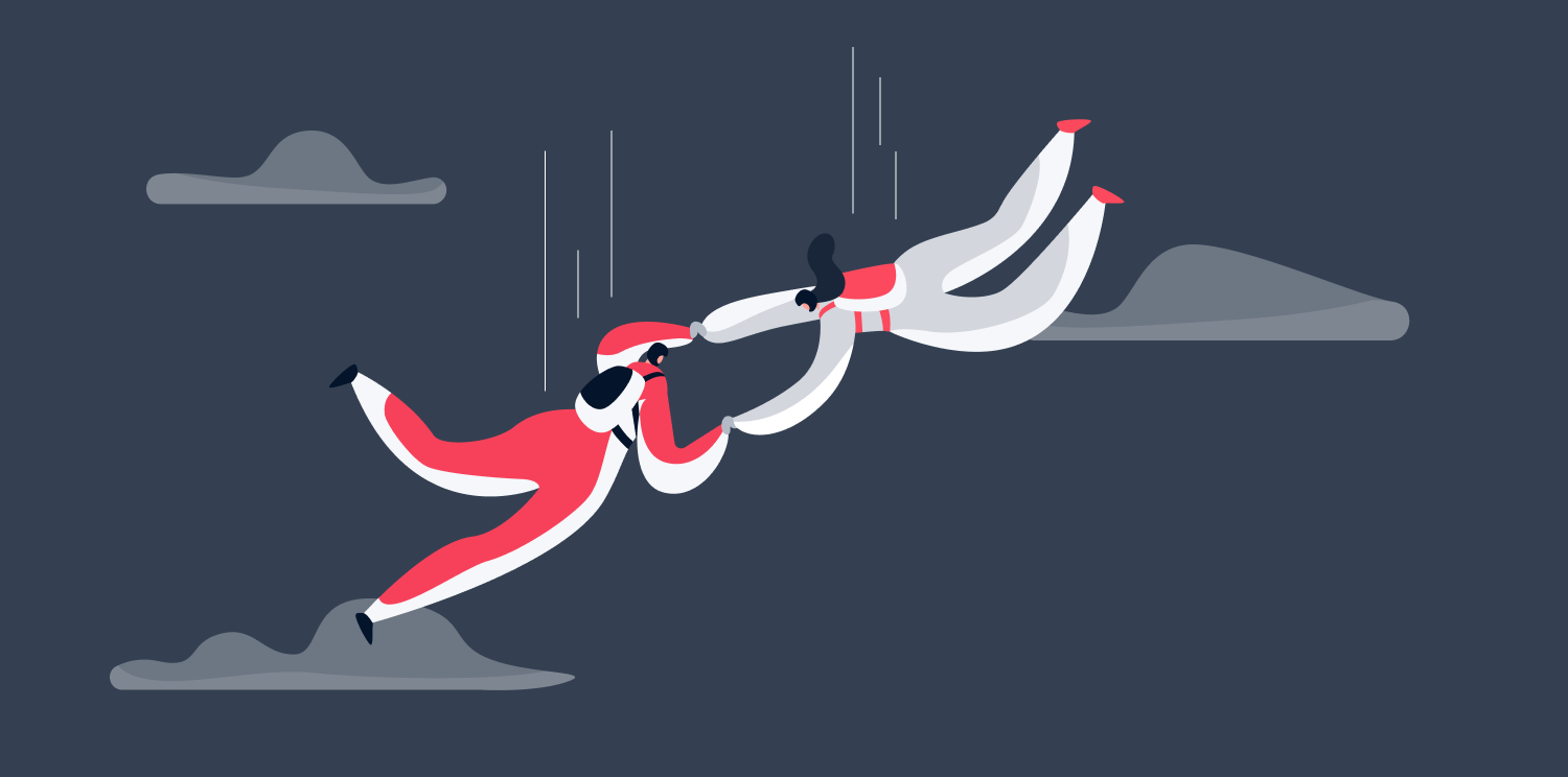 A vector image showing two parachuters to depict the concept of trust