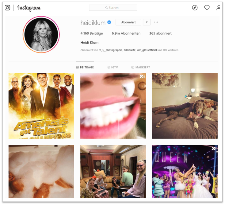 Influencer Heidi Klum Instagram