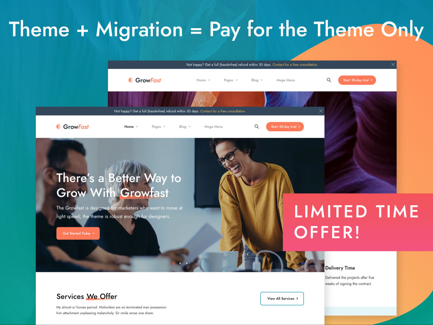 Theme + Migration = $1489 (Pay for the Theme Only)