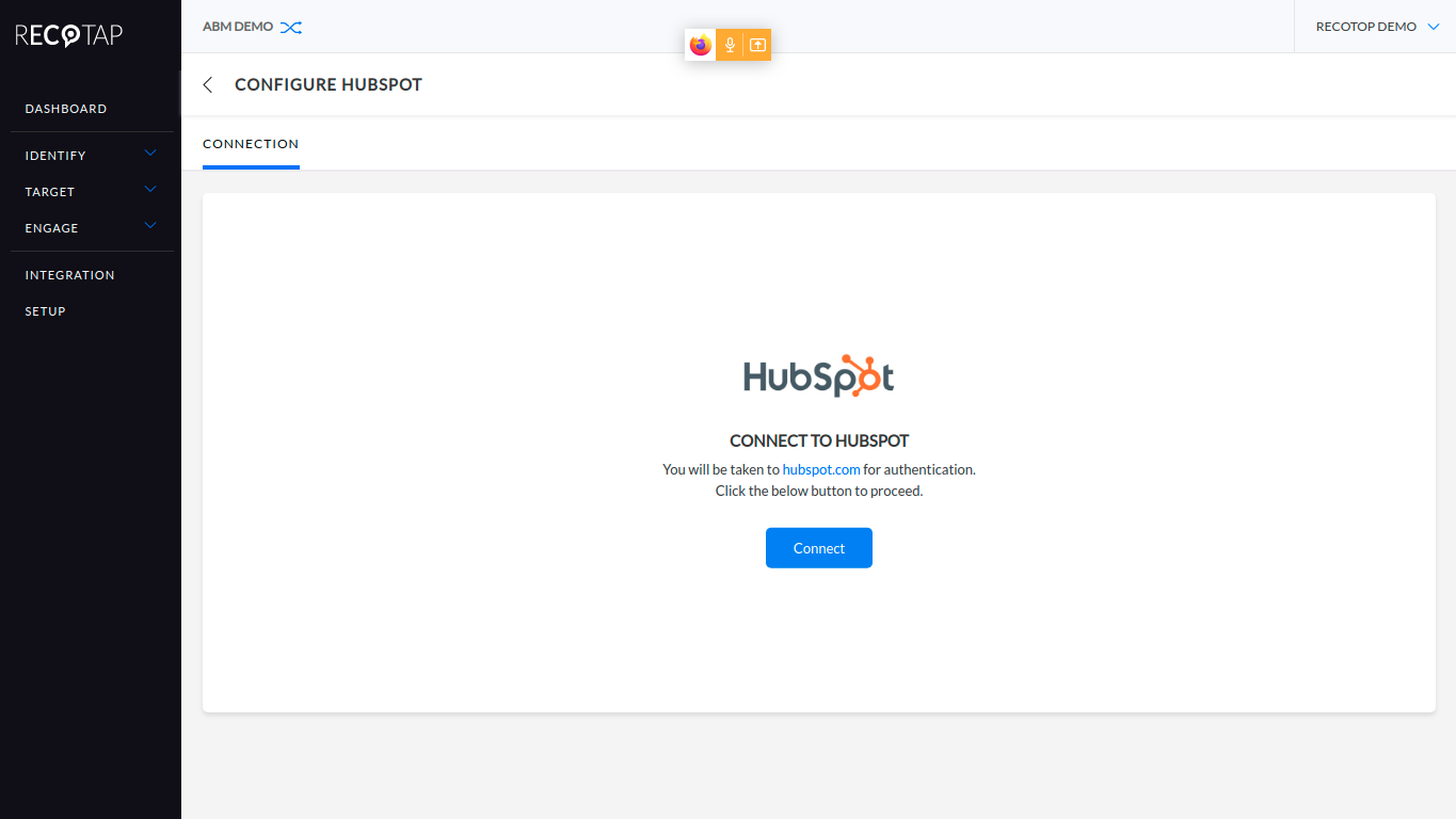 Connect with HubSpot from Recotap