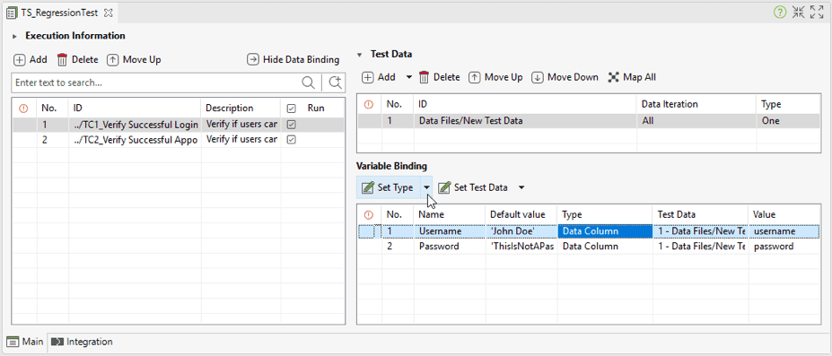 Katalon Variable binding