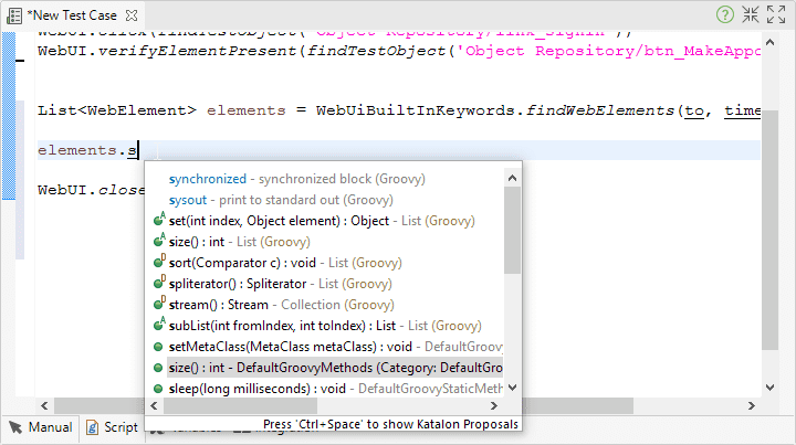Katalon Studio Improve Autocomplete