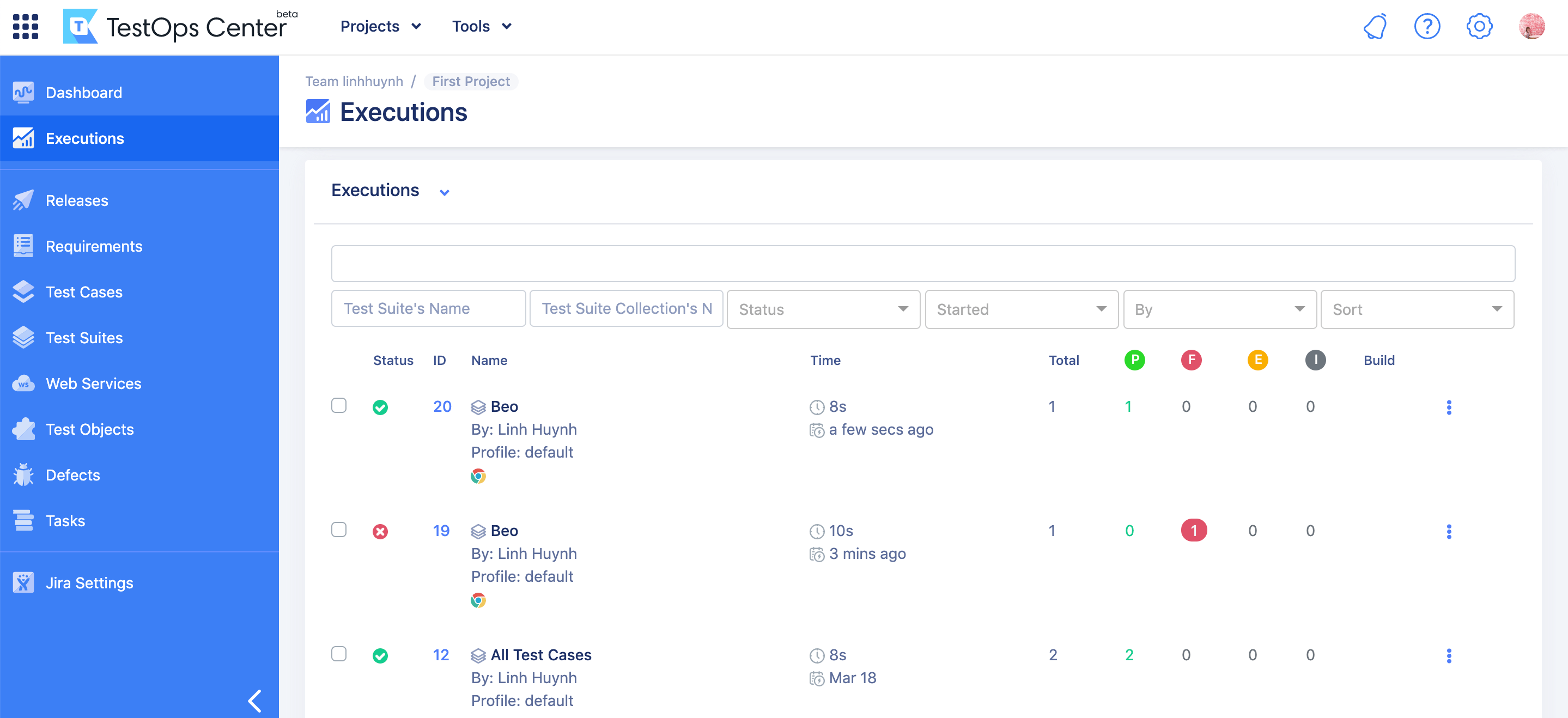 Katalon TestOps_Test results on TestOps Center