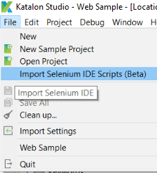  import Selenium IDE Scripts into Katalon Studio f