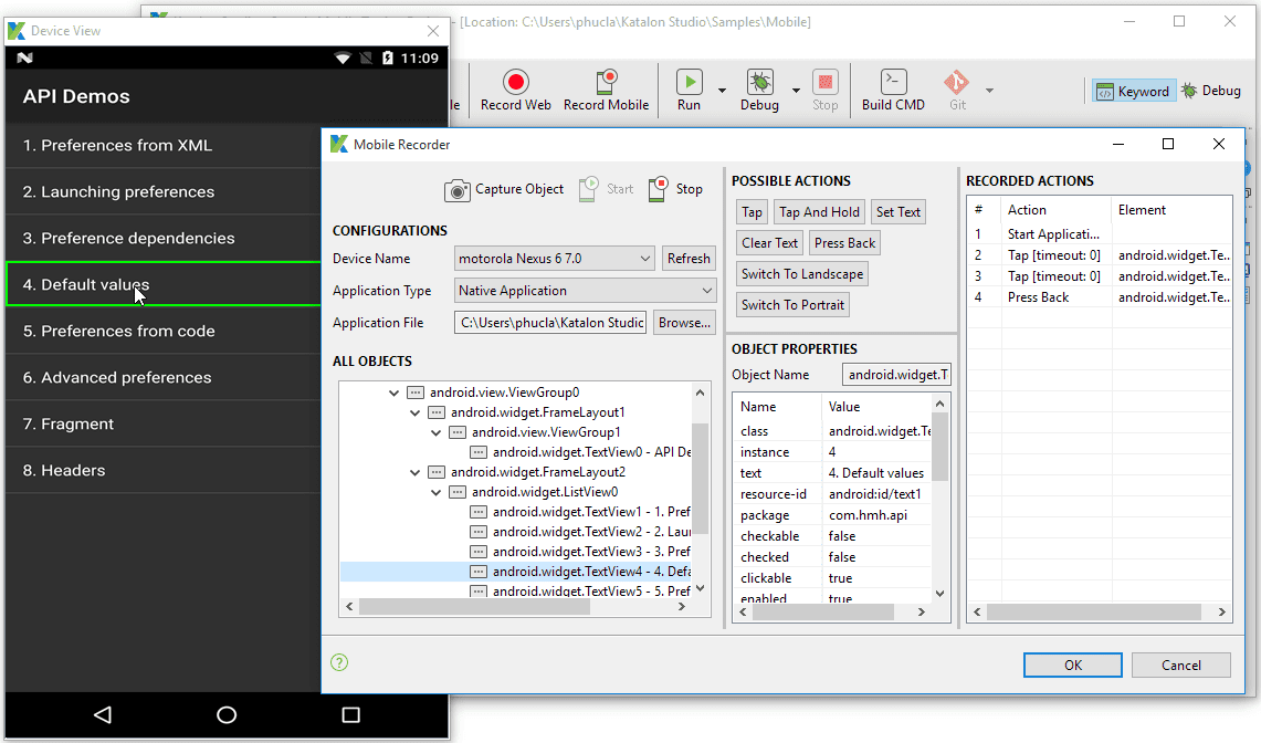 Katalon Studio Record and Playback for mobile 
