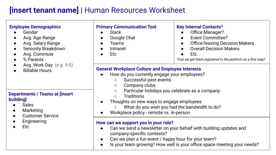 Human resources worksheet