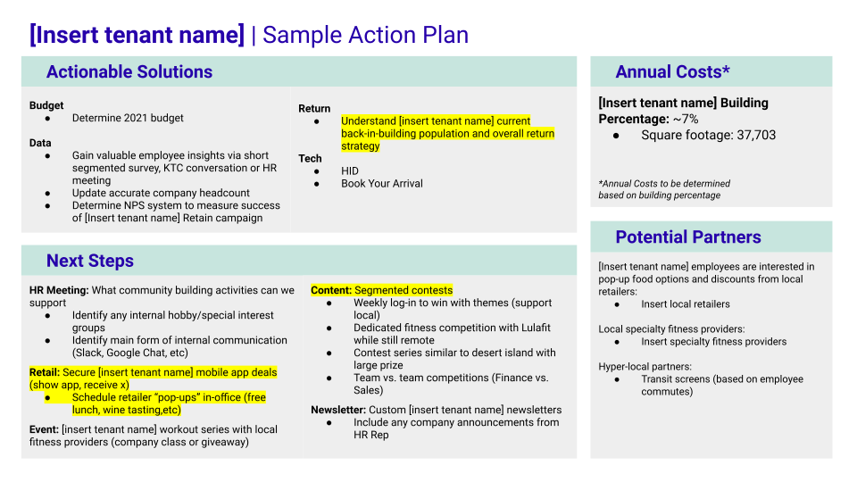 Sample action plan