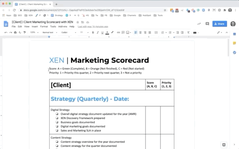 XEN Solar Marketing Scorecard