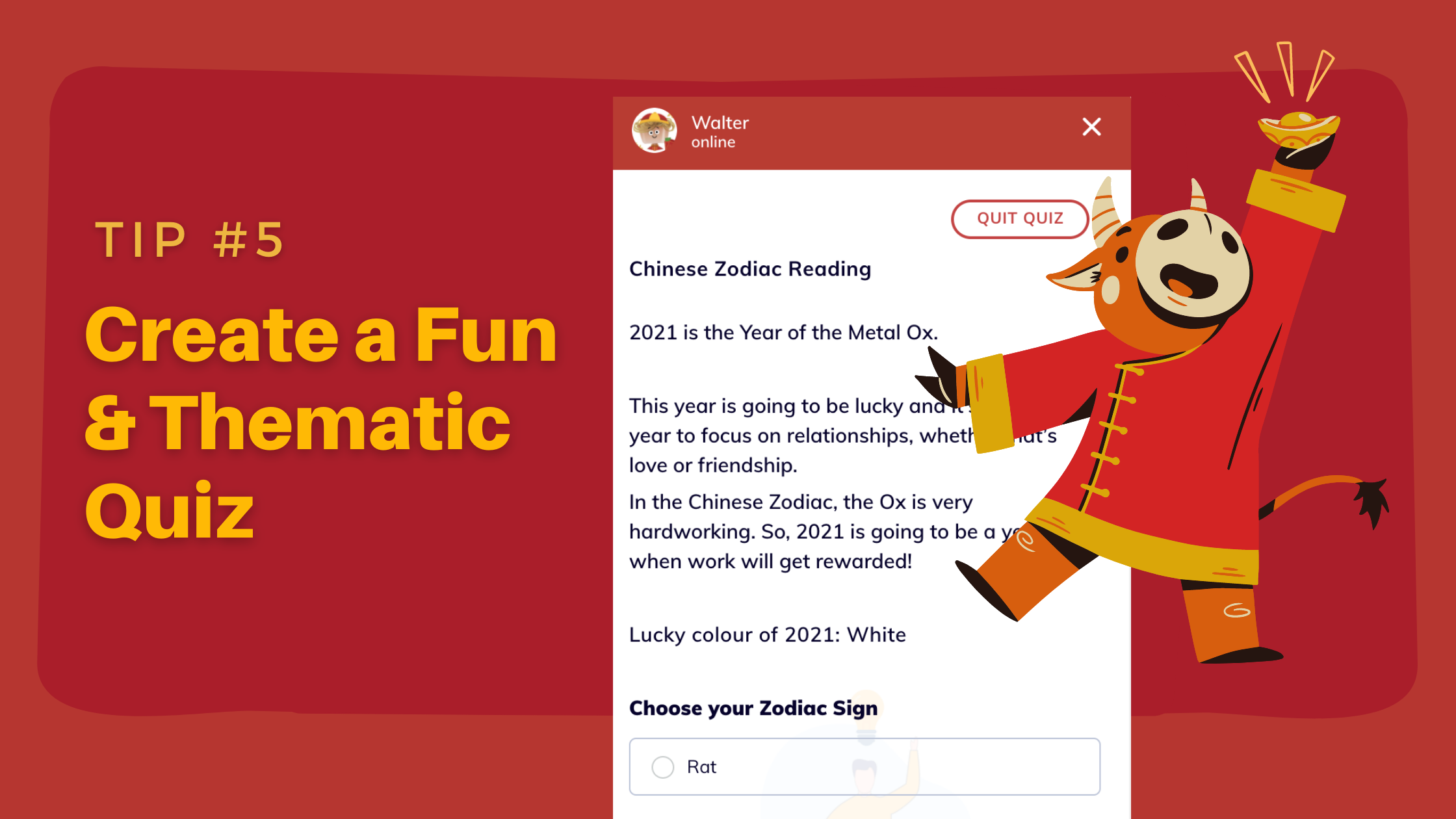 Prepare Your Chatbot for Chinese New Year - create fun quiz