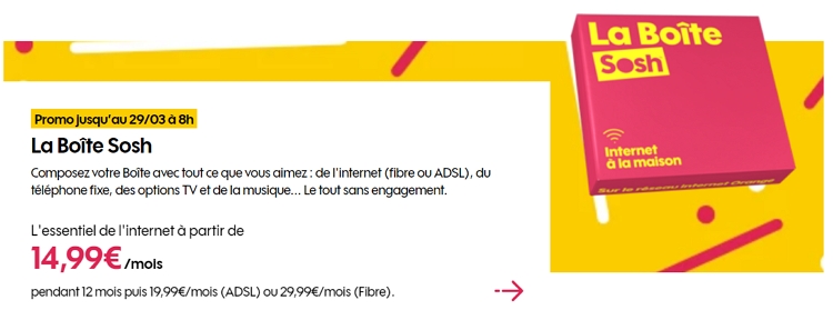 L'offre Internet Sosh en promo en mars 2021