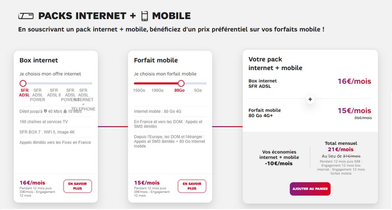 Les offres internet + mobile de SFR bénéficient d'une remise mensuelle permanente