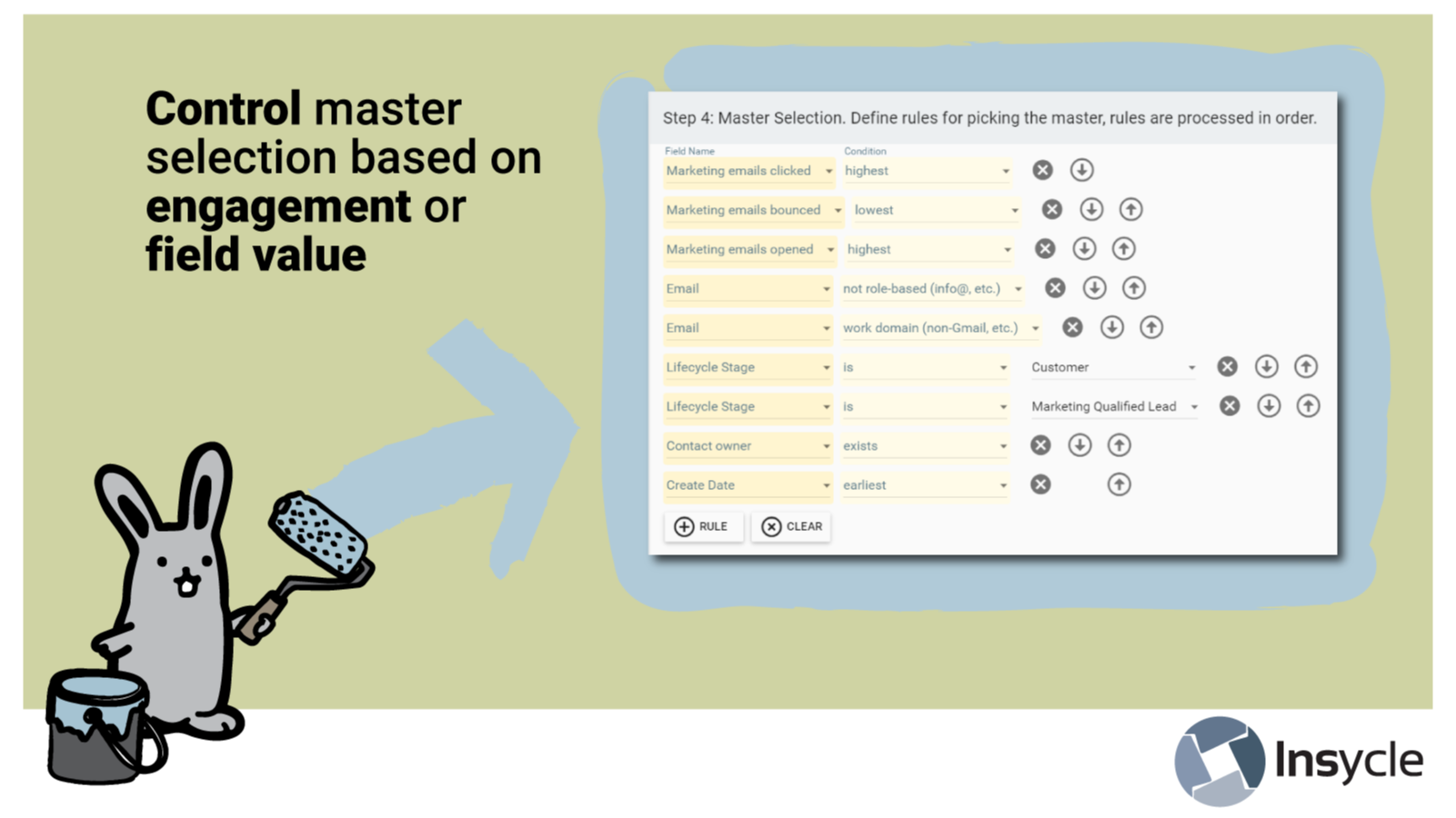 Control master selection based on engagements or field values