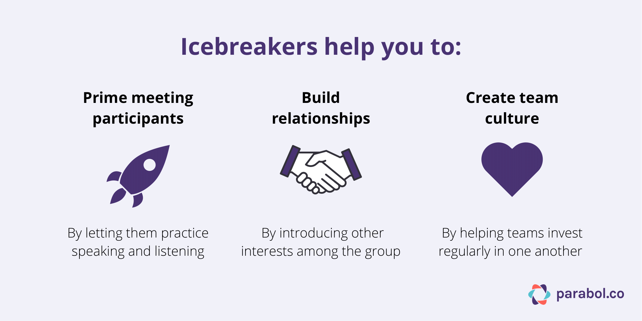 Benefits of icebreakers: priming participants, building relationships and creating culture

