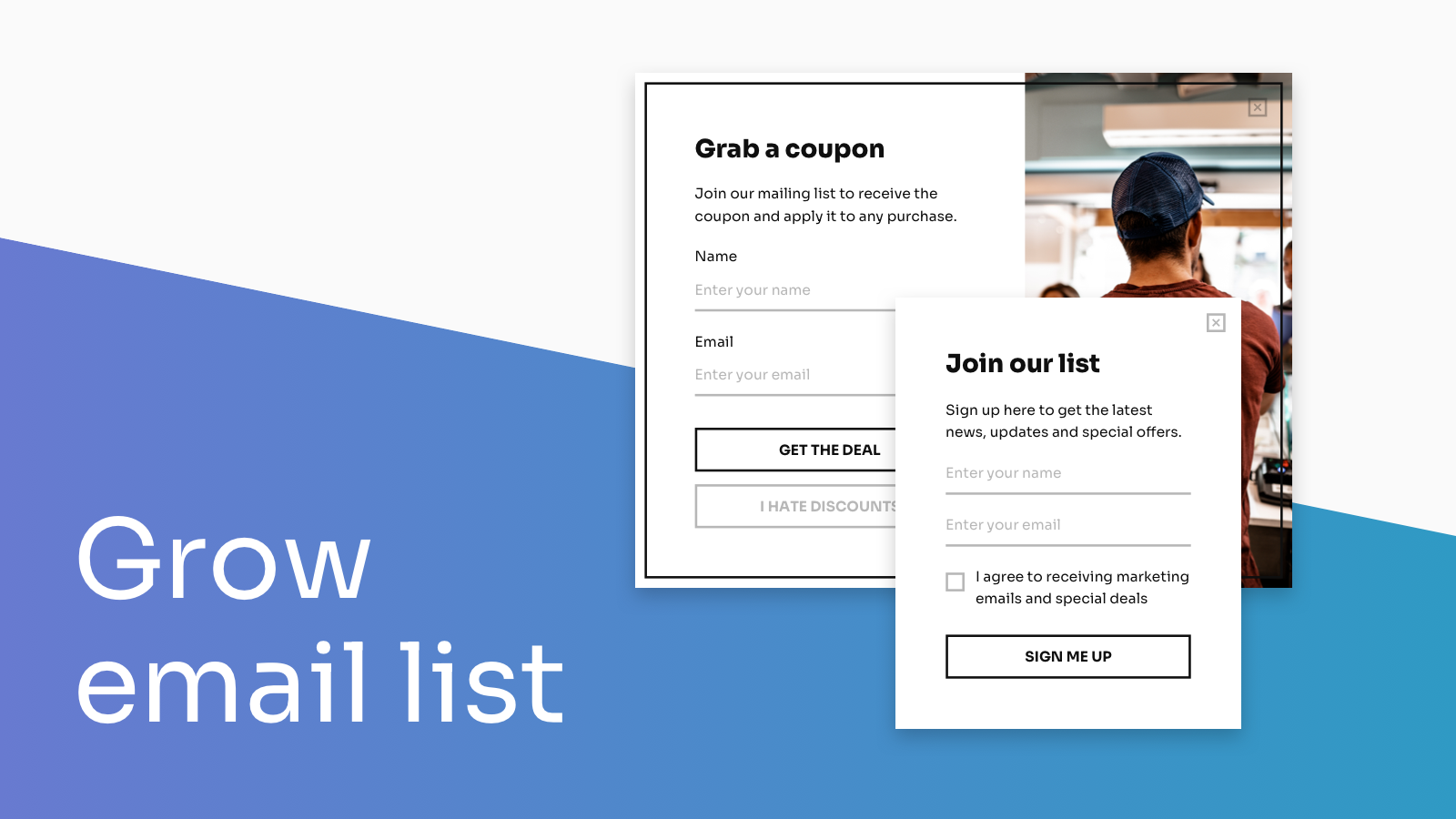 Collect emails on your website using inline and pop-up forms