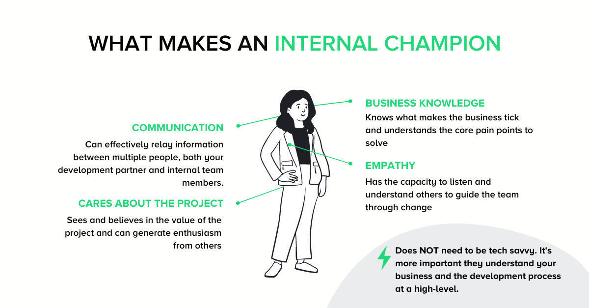 What makes an internal champion for software projects