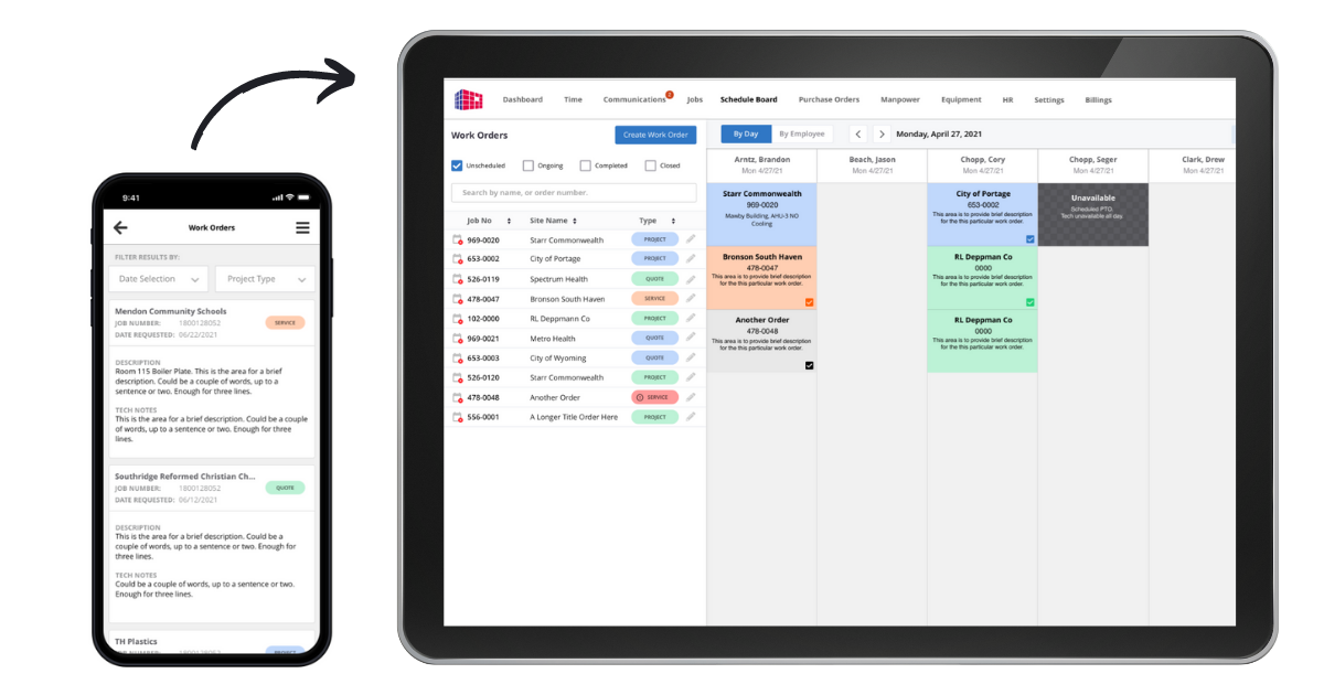 Custom software for mechanical contractor - work orders