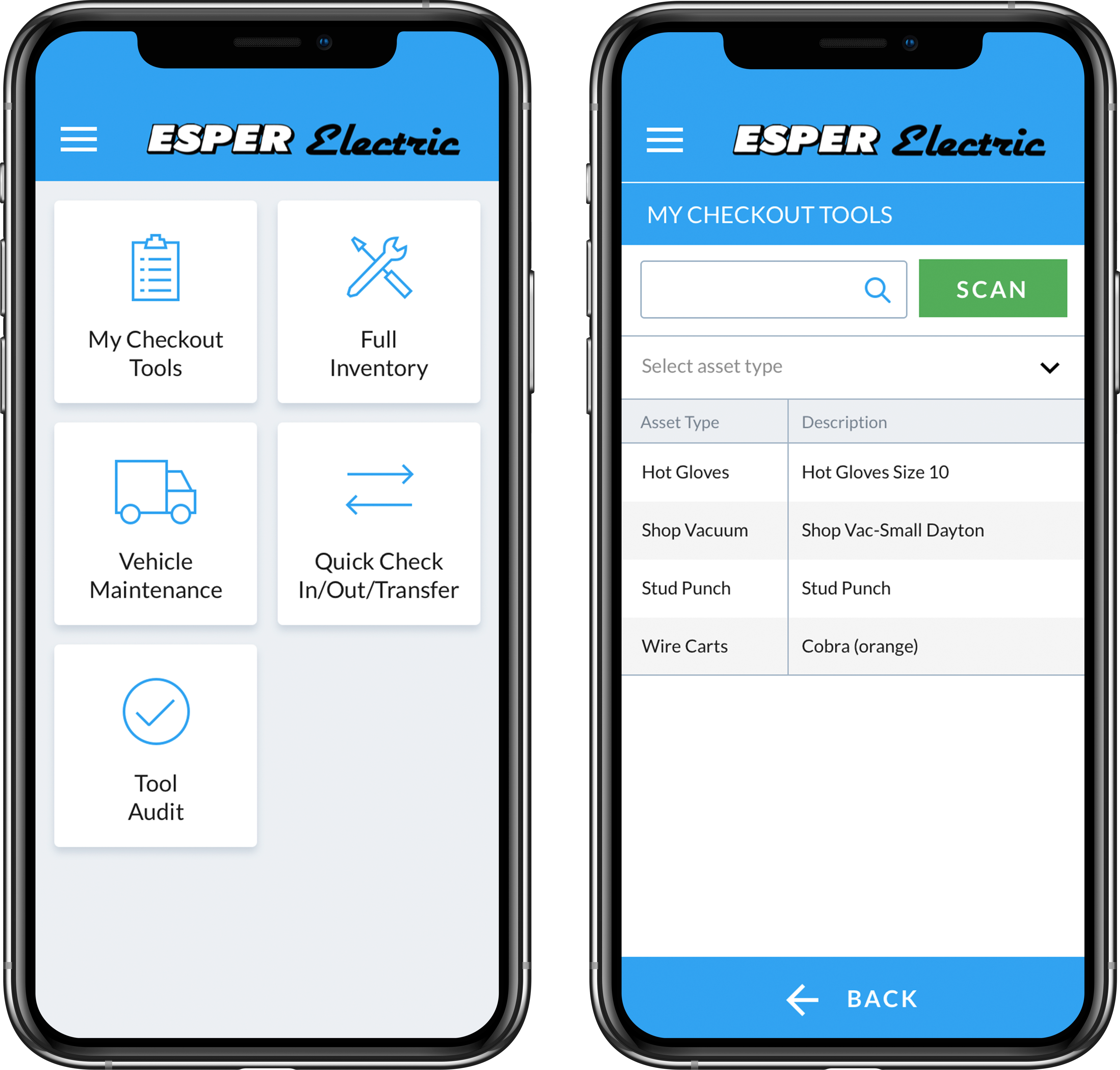 Esper Electric mobile mock up using Hick's law