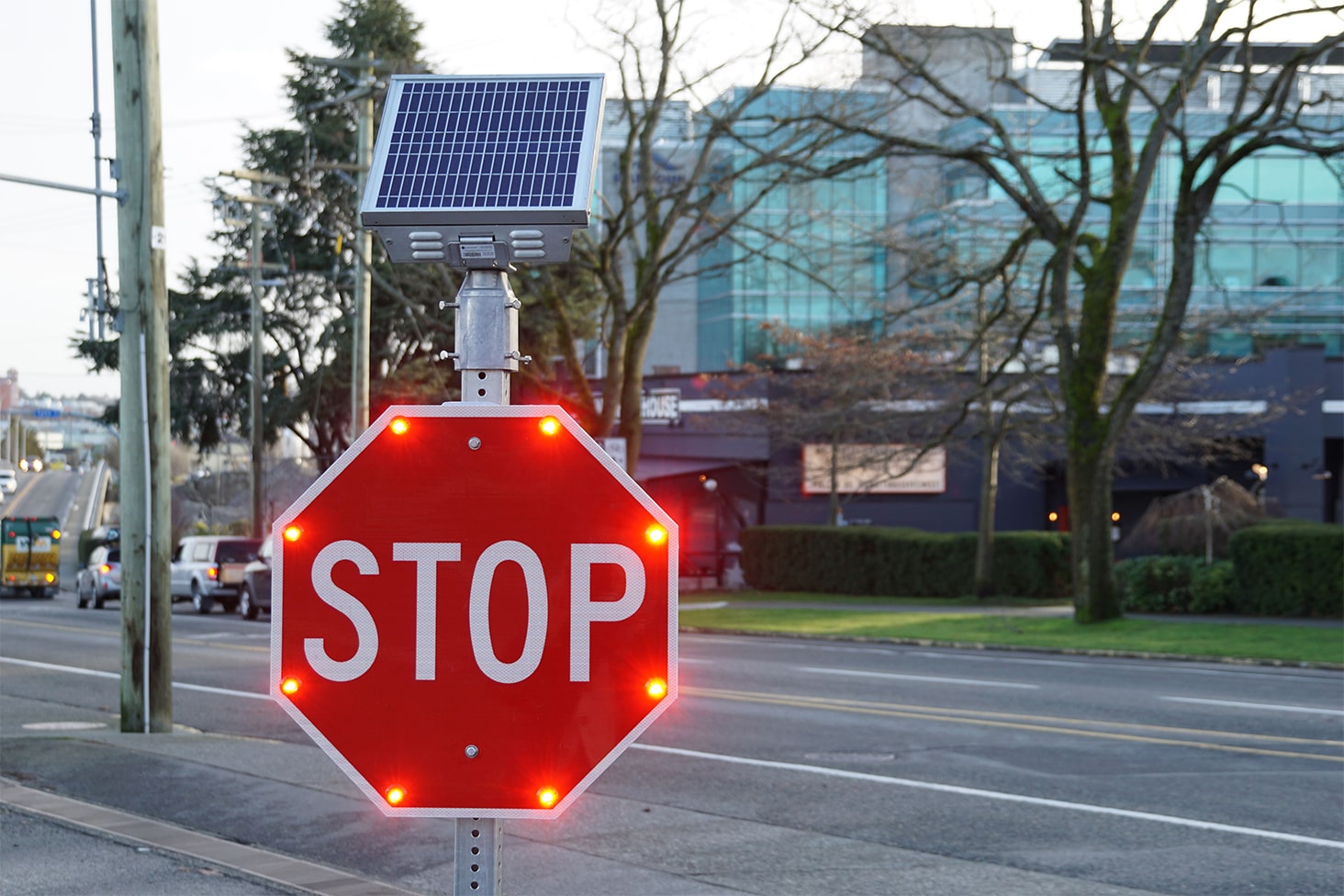carmanah LED flashing stop sign