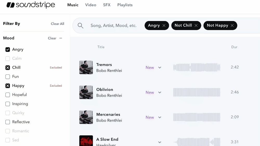 Exclude filters from search