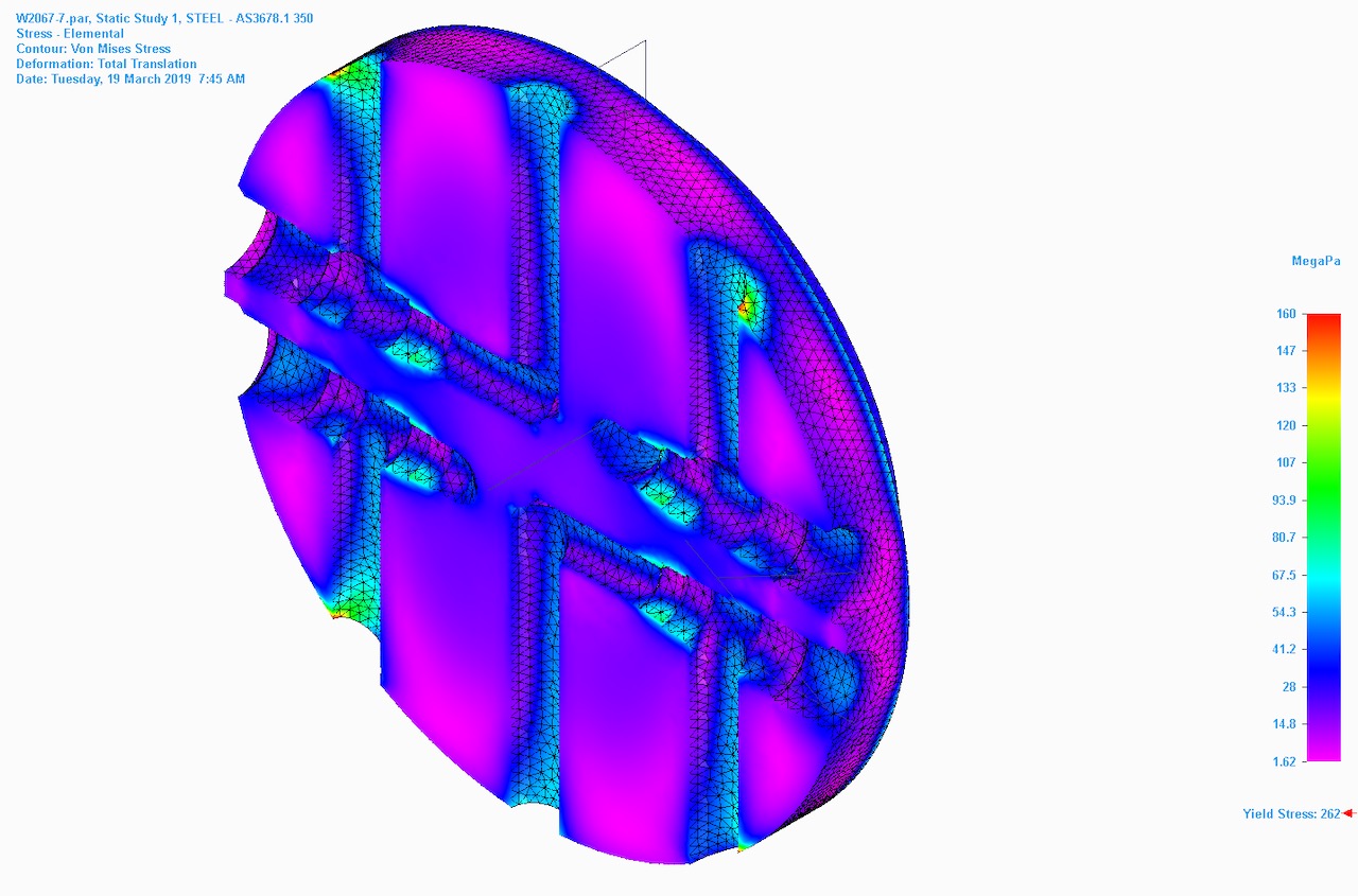 Endcap Cross Drill with pressure applied_FEA_Stress