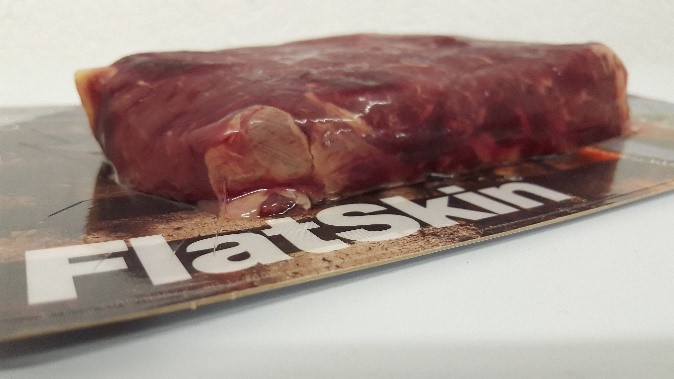 fresh steak in flatskin packaging