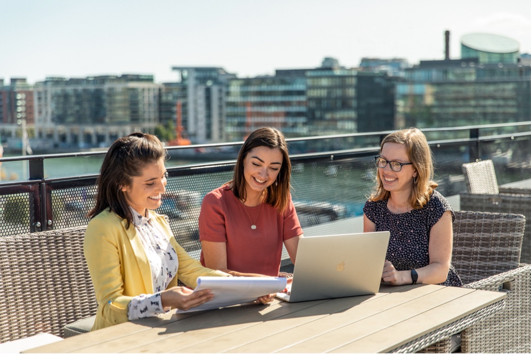 women in a meeting outdoors