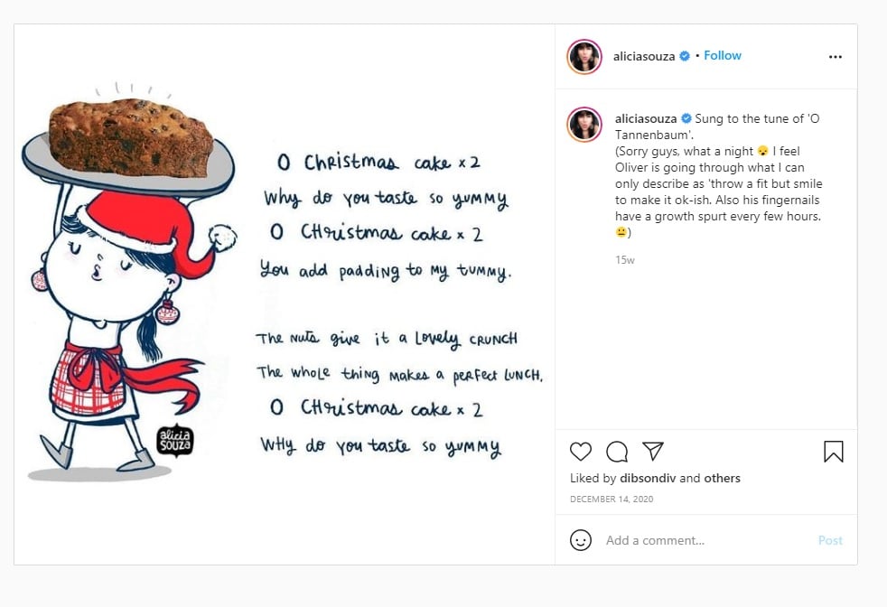 Alicia Souza Instagram post print screen