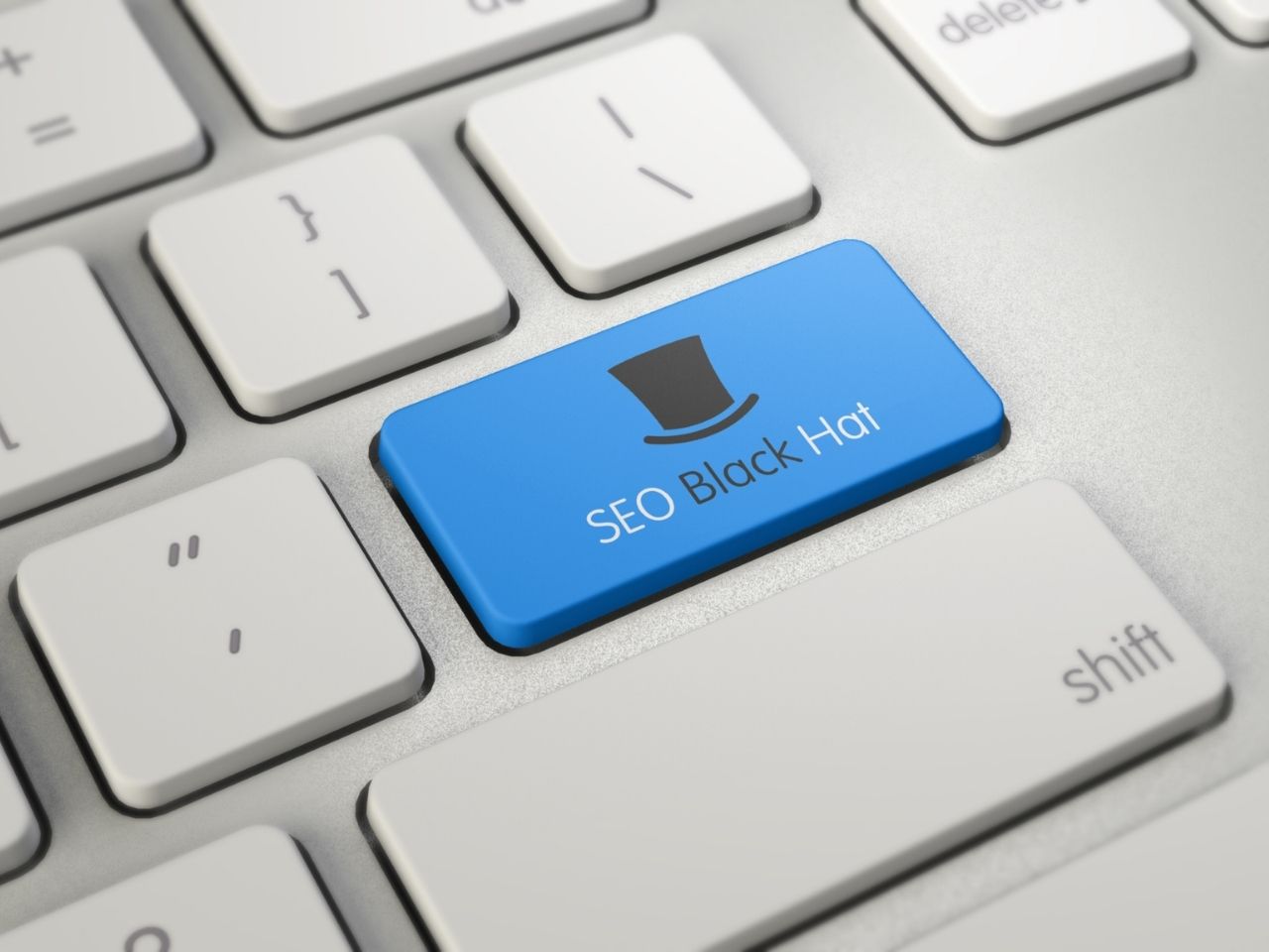 Black hat seo on keyboard