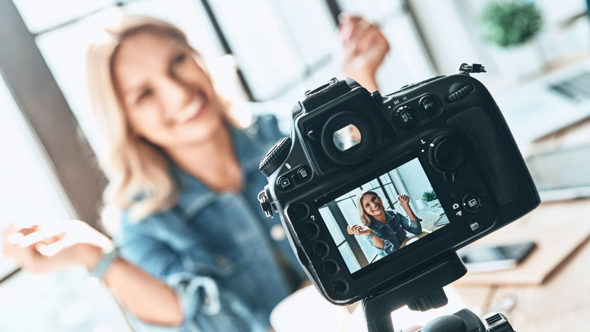 Person sitting in front of camera