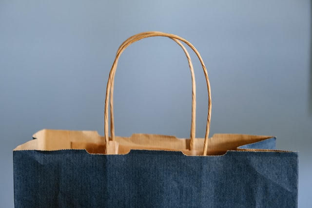 Blue paper shopping bag