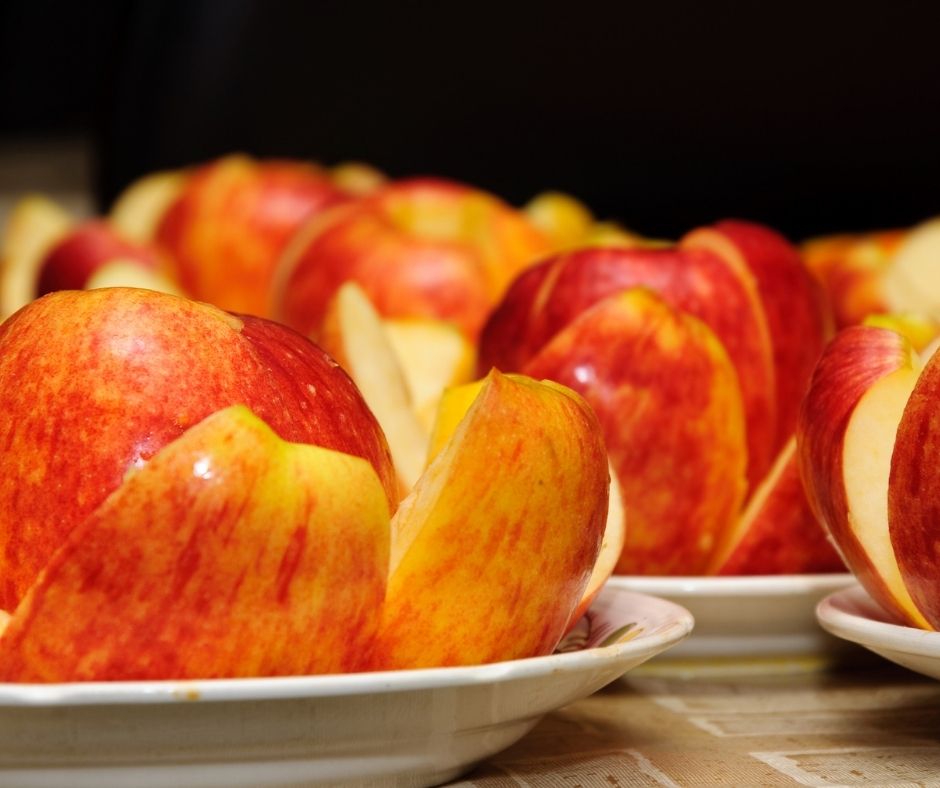 Cut red apples