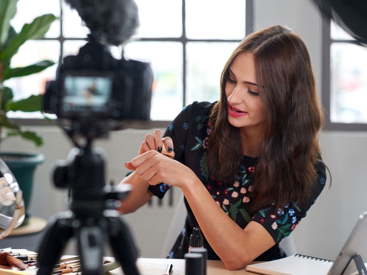 Girl in front of camera