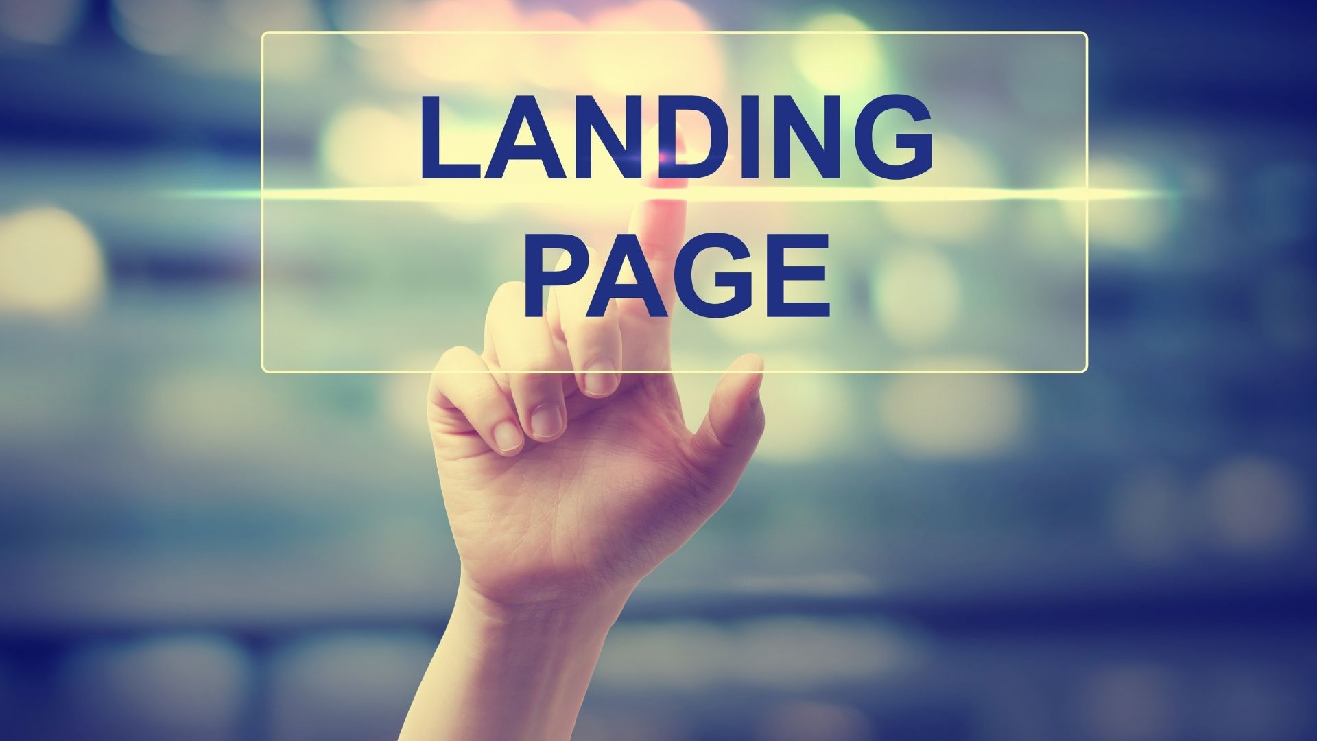 Hand touching landing page