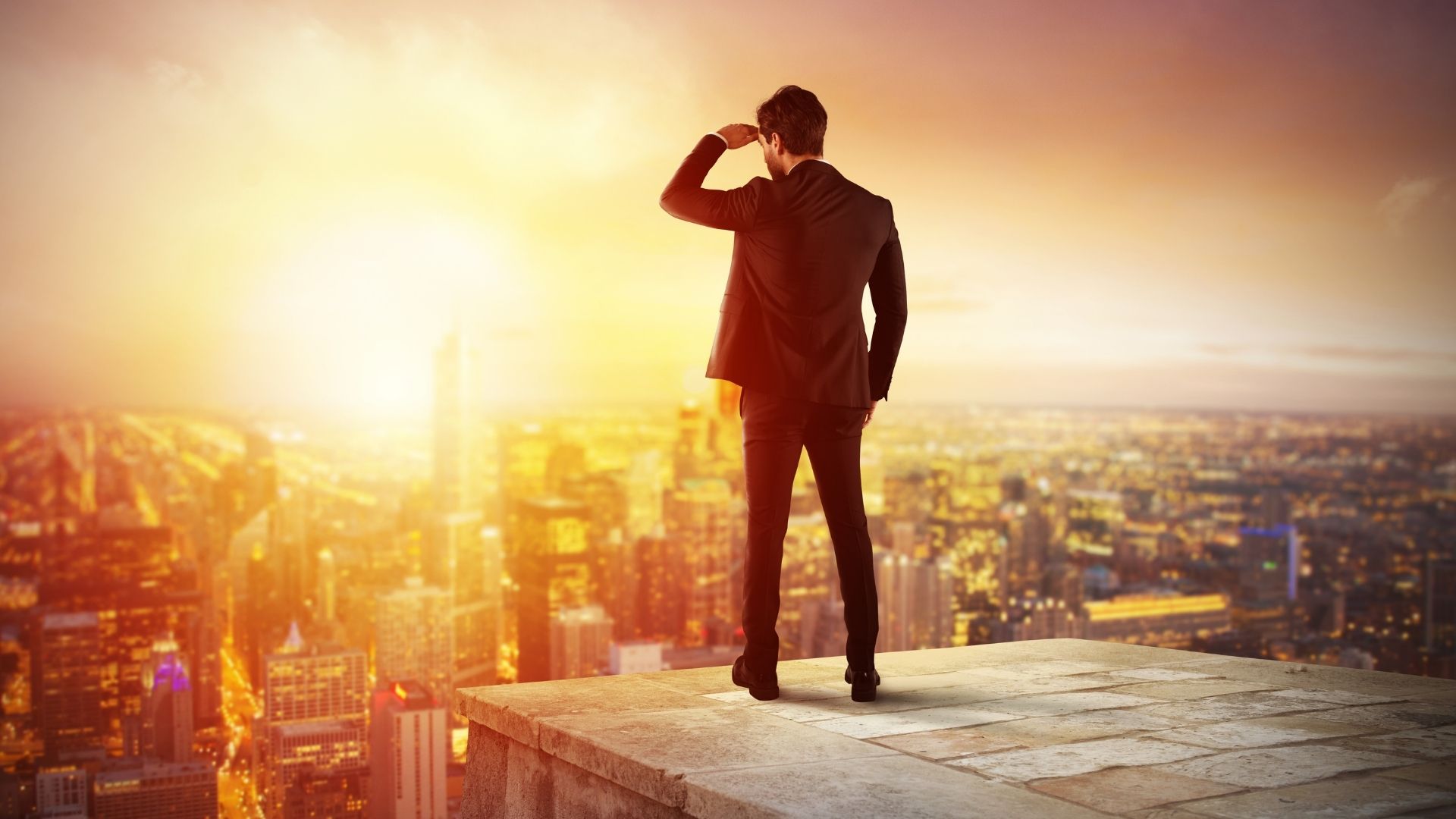 Man looking over the horizon