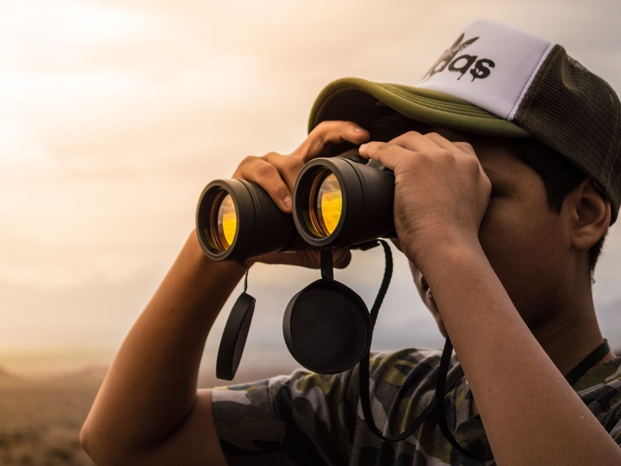 Man using binoculars