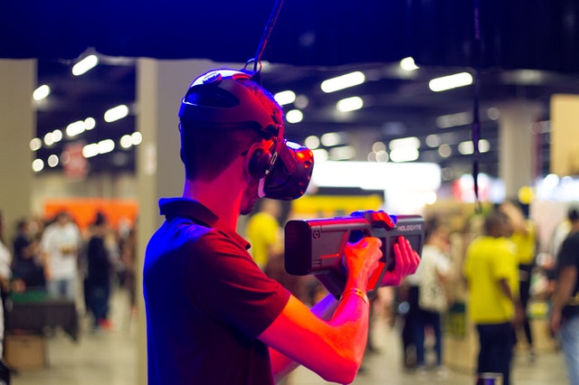 Man playing in VR
