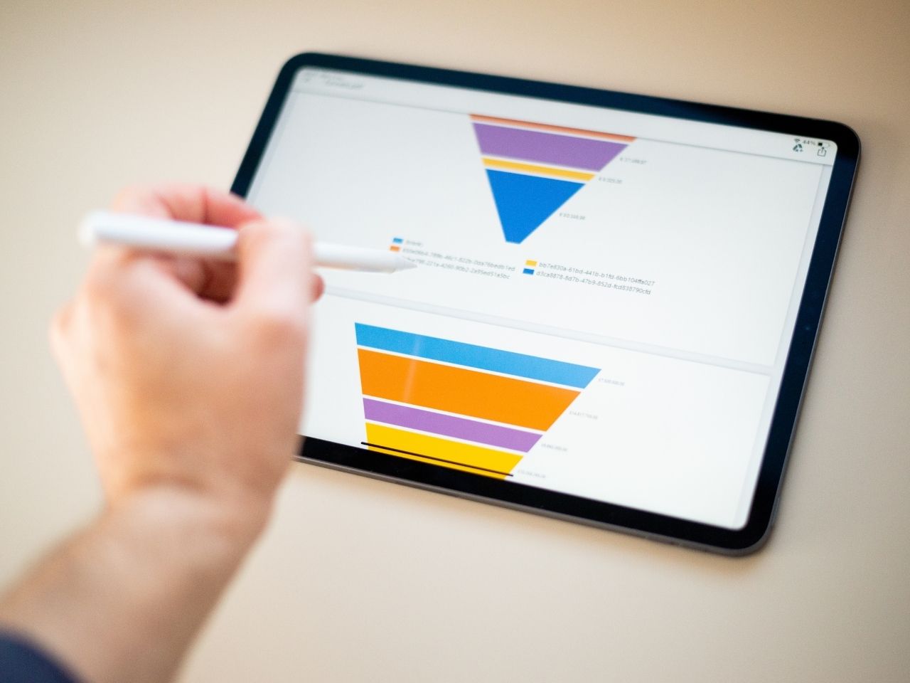 Man pointing at a marketing funnel